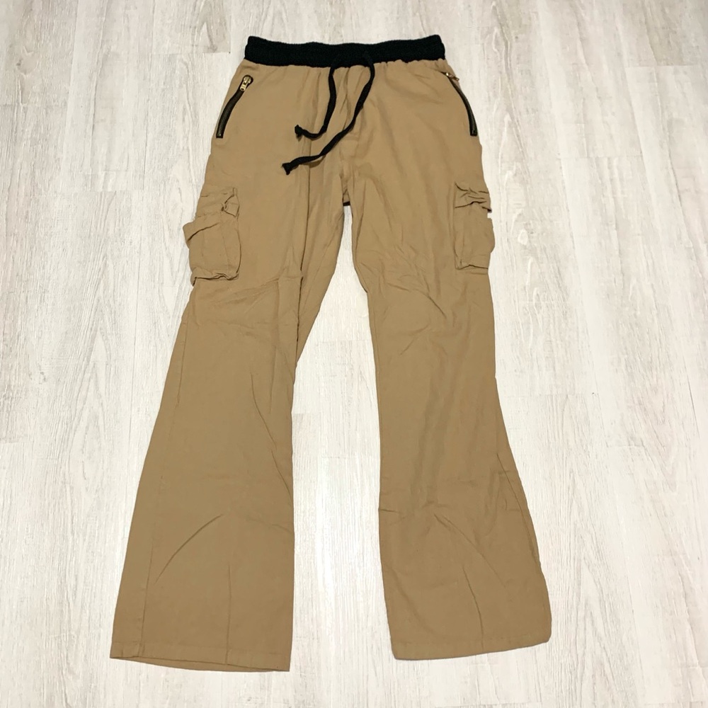 MNML Cargo Drawcord Jogger Pants Khaki Black Drawstring Large - Picture 10 of 12